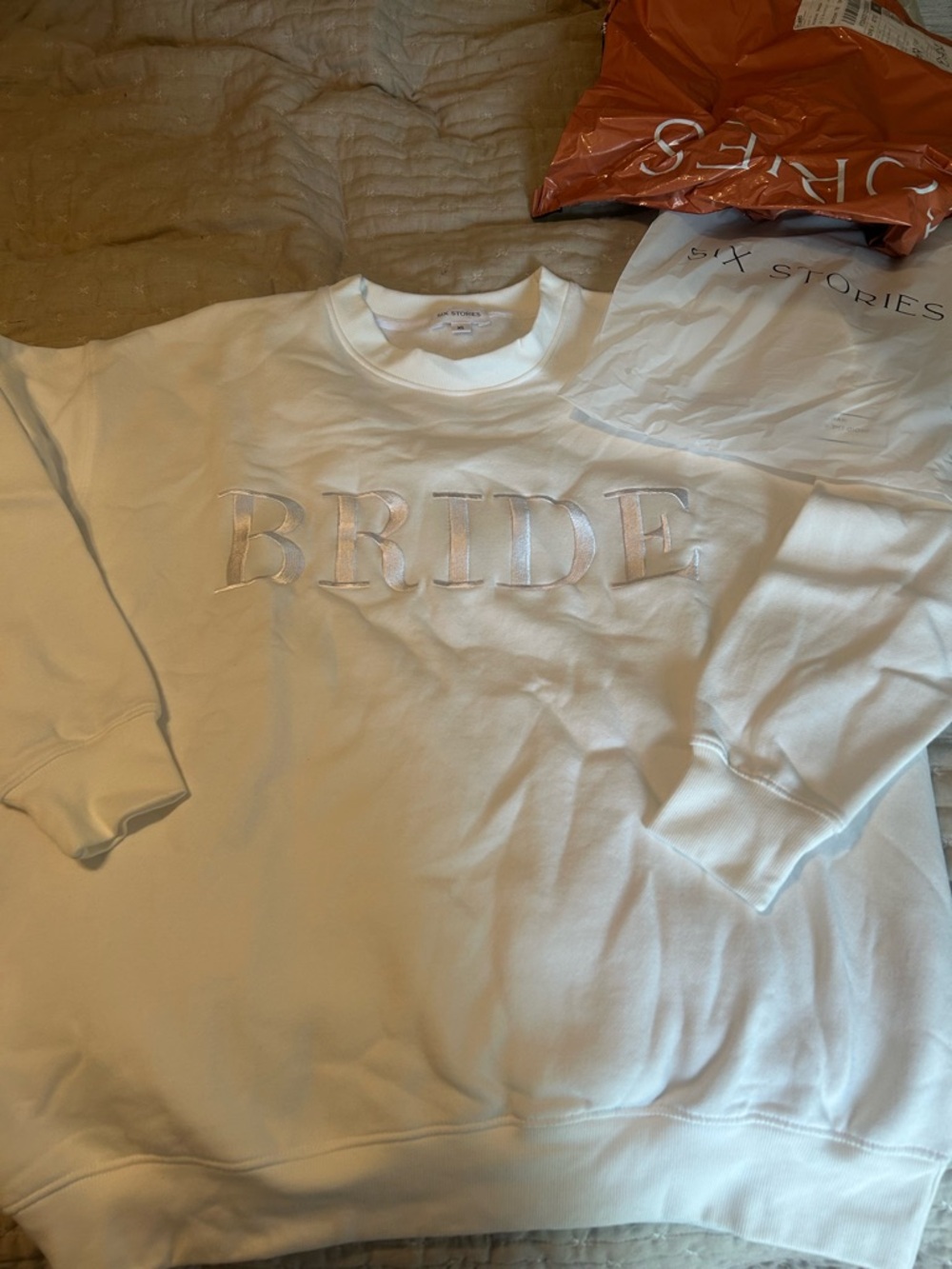 & Other Stories "Bride" White Crewneck Sweatshirt